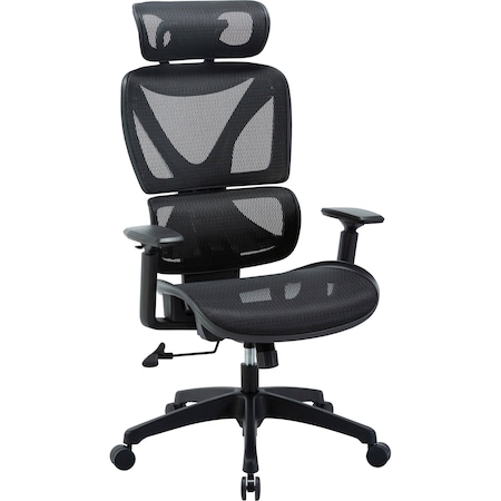 Lorell High-Back Mesh Chair with Headrest, Black LLR84396